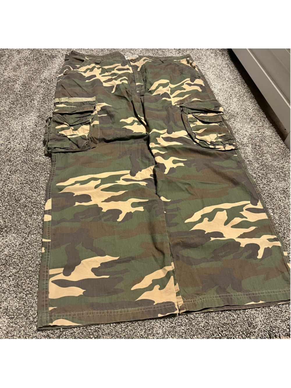Baggy Jnco style Bongo Vintage Camo Cargo Pants 38 Green Beige Y2K South Pole